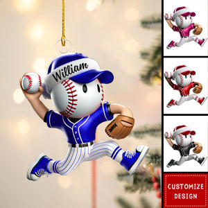 Personalized Baseball Christmas Ornament With Santa Hat Gift For Baseball Lover-2024 New Release