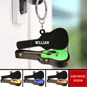 Personalized Guitar Keychain - Gift For Guitar Lover