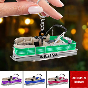 Personalized Pontoon Boat Acrylic Keychain - 2024 New Release