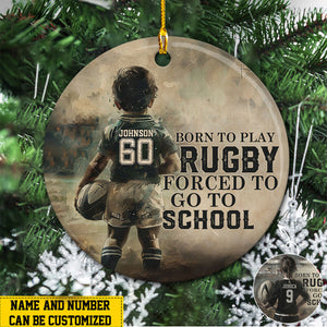 Born To Play Rugby Personalized Rugby Boy/Girl Christmas Ceramic Ornament-Gift For Rugby Lovers