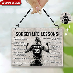 Personalized Soccer Life Lessons Suncatcher Ornament - Gift For Soccer Lovers