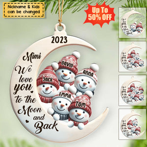 Grandma We Love You To The Moon And Back Cute Snowman Kids Personalized Acrylic Ornament