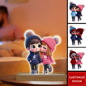 Cute Cartoon Couple Walking Personalized Custom Shaped LED Night Light-Gift for Him, Gift for Her