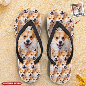 Custom Photo Funny Summer Gift - Personalized Photo Flip Flops