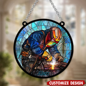 Yes I Know I'm On Fire Let Me Finish-Personalized Welding Suncatcher Ornament, Gift For Welders