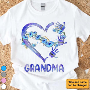 Grandma Heart,Grandkids Name-Personalized T-shirt-Gift For Grandma And Mom