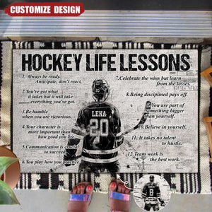 Personalized Hockey Life Lessons Doormat - Gift For Hockey Lovers