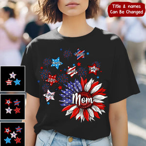 Sunflowers 4th Of July Grandma - Personalized Custom T Shirt - Birthday, Loving, Funny Gift for Grandma/Nana/Mimi, Mom, Wife, Grandparent