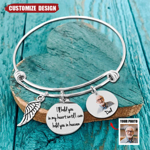 A Piece Of My Heart Lives In Heaven - Personalized Memorial Photo Bracelet