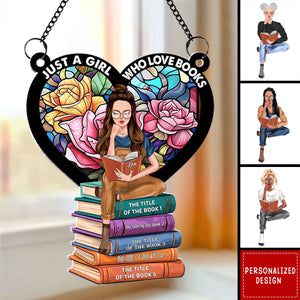 New Release - Girl Reading Book-Personalized Suncatcher Ornament-Gifts For Book Lover Girl