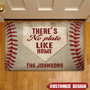 There's No Plate Like Home - Personalized Baseball Doormat