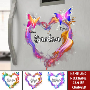 Grandma Mom Colorful Smoke Heart Butterflies Personalized Sticker Decal