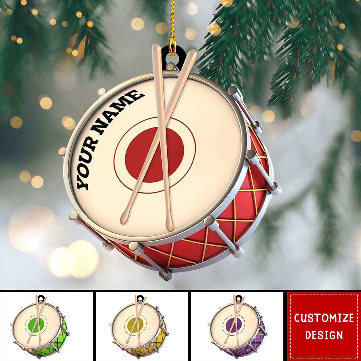 Personalized Drum Ornaments - Gift for Drummer, Drum Lover - 2024 New Release