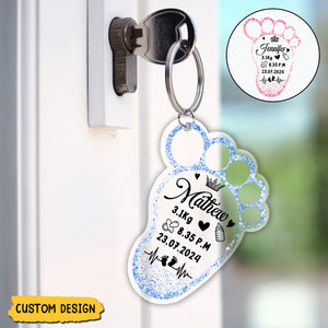 Personalized New Baby Foot Acrylic Keychain