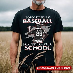 Personalized Funny Back To School Baseball Boy T-shirt, Born To Play Baseball, Gift For Kids Baseball Lovers