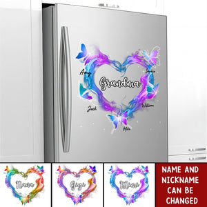 Grandma Mom Colorful Smoke Heart Butterflies Personalized Sticker Decal