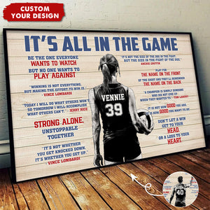 It's All In The Game - Personalized Boy Girl Volleyball Poster - Gift For Volleyball Lovers