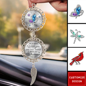 Connecting Love Through Memories - Personalized Metal Car Hanging Ornament With Charm - Sympathy Gift For Family Members