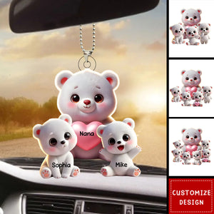 Personalized Grandma Bear Meaningful Car Ornament, Gift For Nana