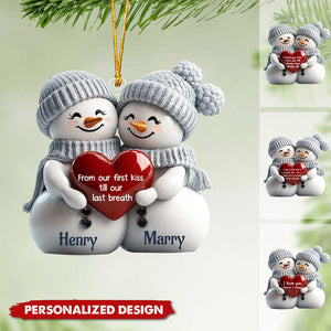 2024 New Release Couple Snowman First Christmas - Personalized Acrylic Ornament