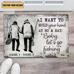 Baby, Let's Go Fishing Doormat - Gift For Couple, Fishing Lovers