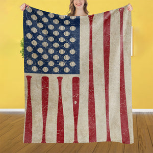 Baseball American Flag Blanket - Gift For Baseball Lovers