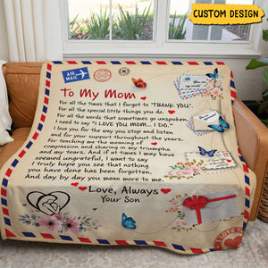 To My Mom - Personalized Post Card Blanket