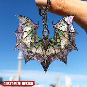 Bat Purple Acrylic Keychain - Bat lovers gift