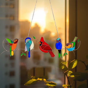 Gift For Bird Lovers - Stained Glass Humming Bird Suncatcher