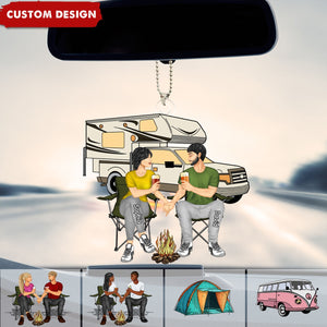 Camping Couple Making Memories One Campsite At A Time Personalized Car Ornament-Gift For Couple