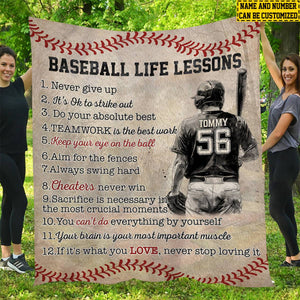 Personalized Baseball Boy Blanket, Baseball Life Lessons, Baseball Fleece Blanket - Gift For Male Baseball Lovers