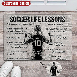 Personalized Soccer Life Lessons Doormat - Gift For Soccer Lovers