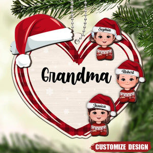 Christmas Grandma's Little Cute Kids Personalized 2-Layer Wooden Ornament