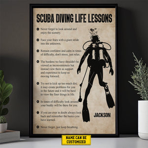 Personalized Scuba Diving Life Lessons Poster - Gift For Scuba Diving Lover