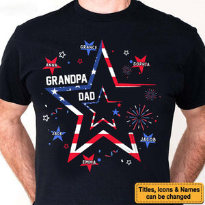 Personalized Dad Grandpa Stars Stripes 4TH July Shirt