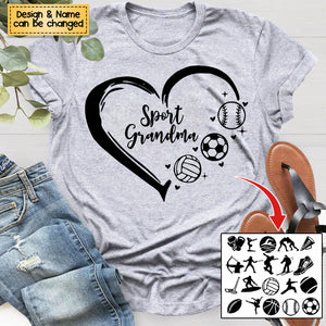 Sport Grandma Heart - Personalized T-shirt - Gift For Grandma/Nana/Mom