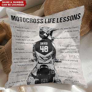 Gift For Motocross Lovers-Personalized Motocross Life Lessons Pillow