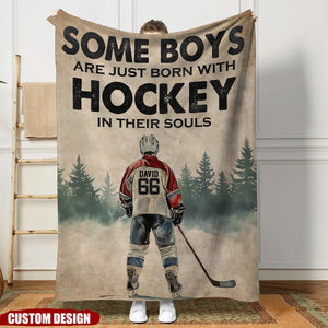 Hockey In Their Souls-Personalized Hockey Blanket-Gift For Hockey Lovers