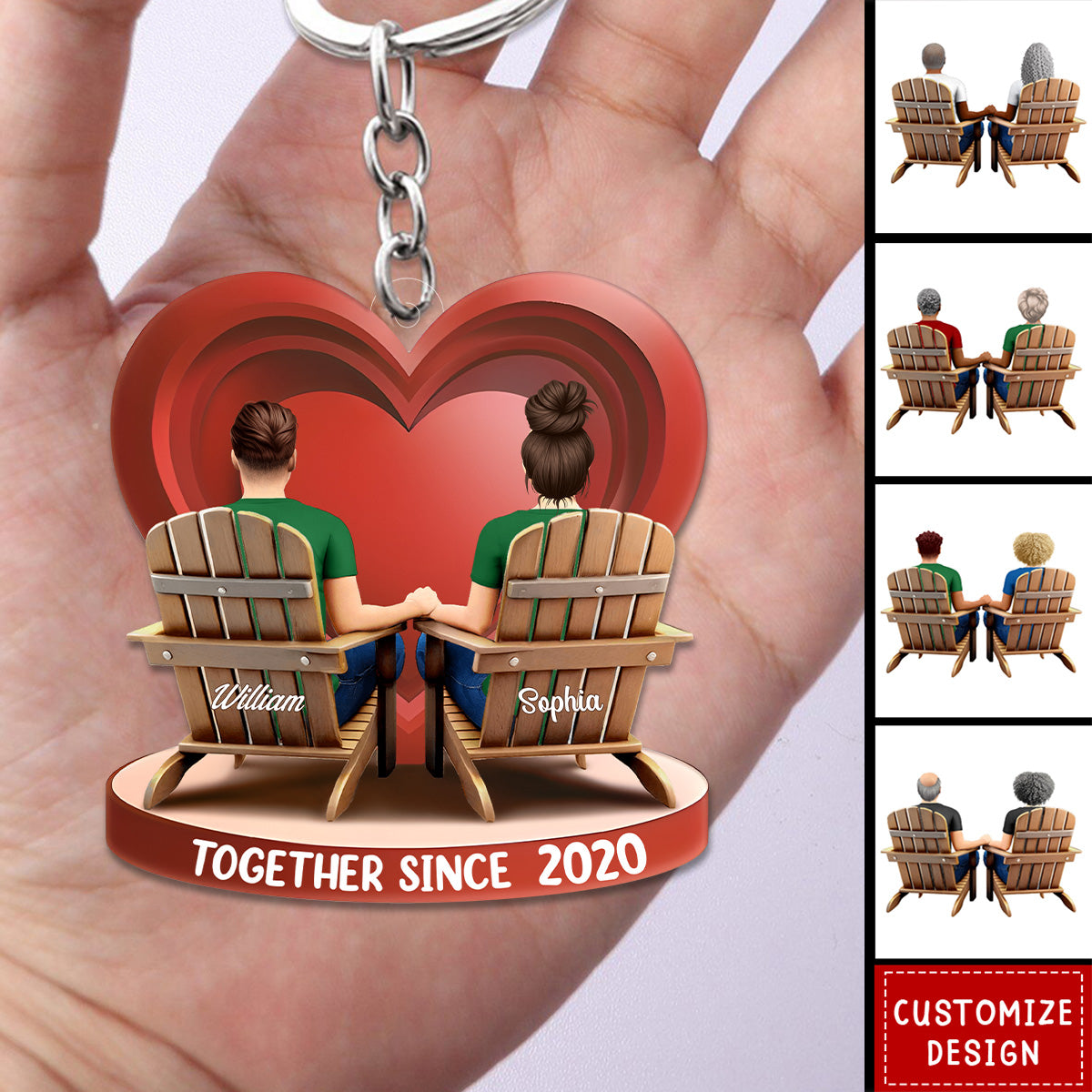 Together Since Couple-Personalized Keychain-Gift For Couple