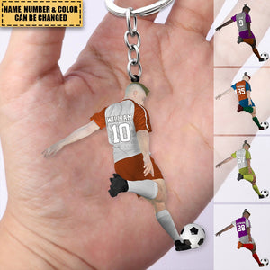 Personalized  Name, Number & Appearance -  Acrylic Keychain-Gift for Soccer Lovers