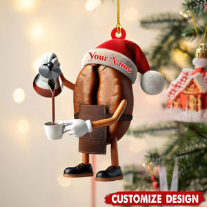 Personalized Coffee Bean Christmas Ornament-Gift for Coffee Lover-2024 New Release