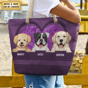 Cute Dogs Aesthetic Pattern - Personalized Beach Bag