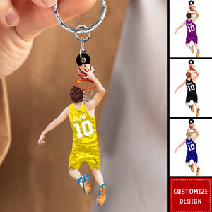 Personalized Basketball Player Jumping Dunking Keychain-Gift For Basketball Lovers