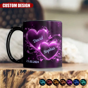 Double Heart Personalized Couple Mug, Anniversary Gift for Couple