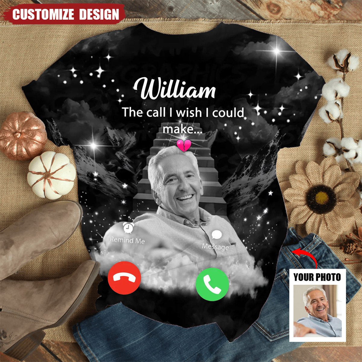 The Call I Wish I Could Make - Personalized 3D Memorial Shirt