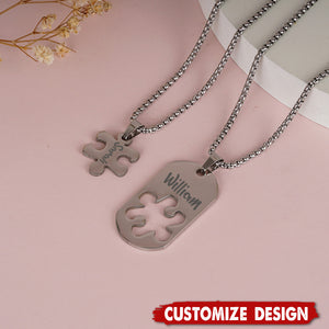 Personalized Puzzle Matching Necklace - Jewelry Gift for Couples