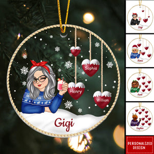 2024 New Release Snowman Grandma Mom - Personalized Circle Ornament-Best Christmas Gift For Family