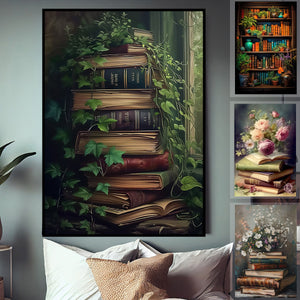 Vintage Flowers And Books Poster- Gift For Book Lovers