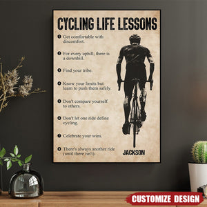 Personalized Cycling Life Lessons Poster- Gift For Cycling Lovers