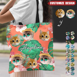 Custom Photo Funny Family Kid/Pet Face - Personalized Zippered Canvas Bag